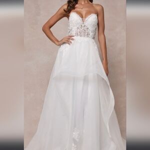 Lulu's Mine All Mine white Embroidered Strapless Gown Large